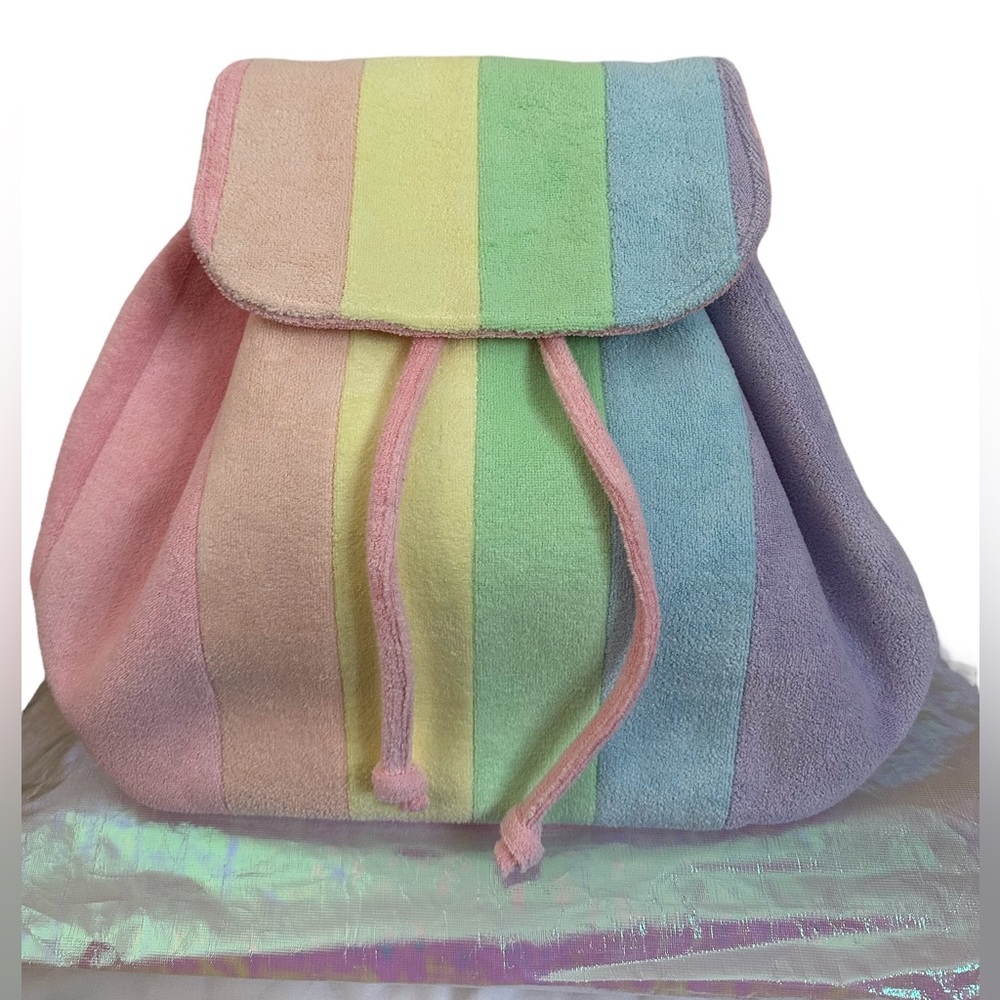 Stoney Clover Lane Rainbow Terry Flap Backpack in Rainbow Pride